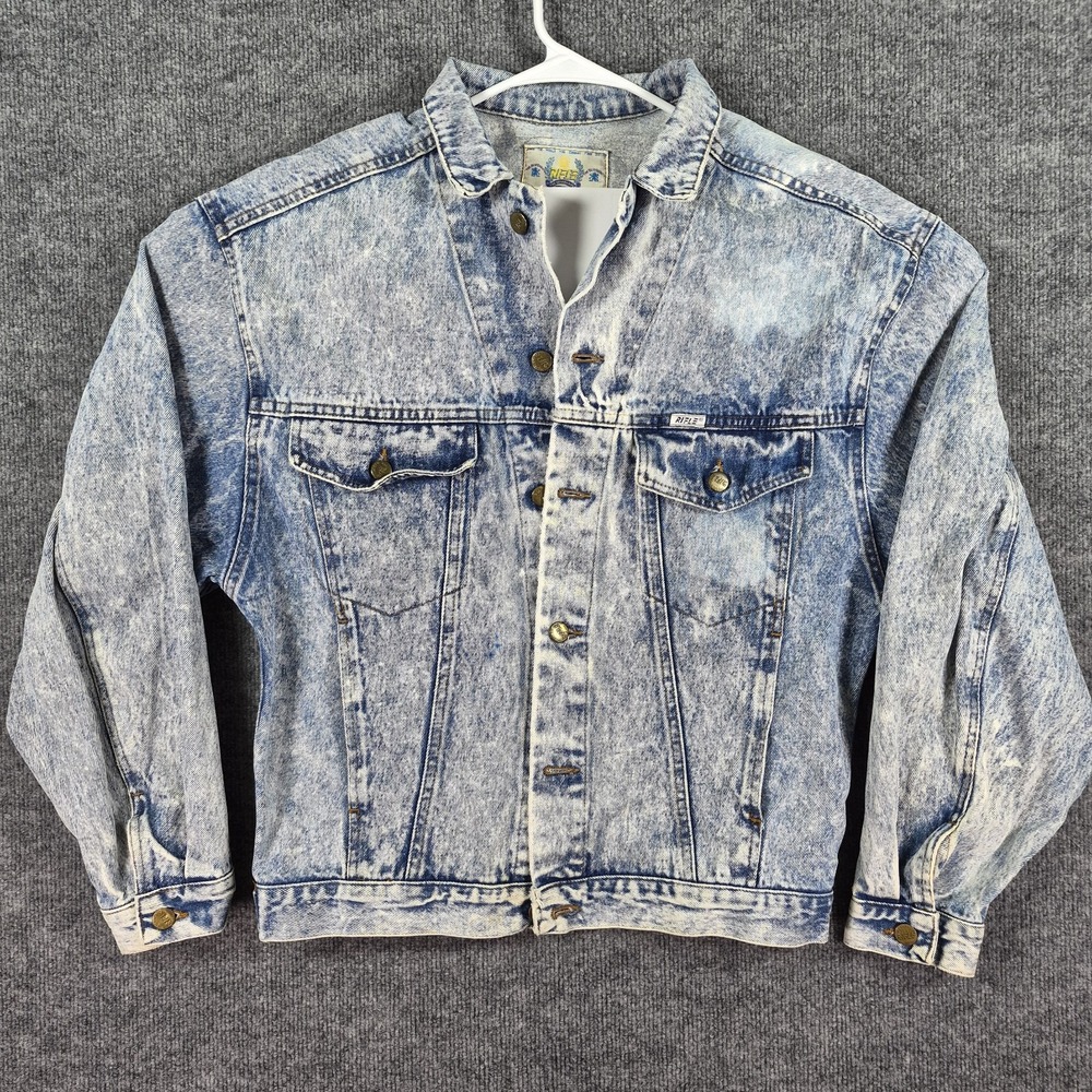 The Golden Rifle Denim Jacket Vintage XL Acid Wash‎